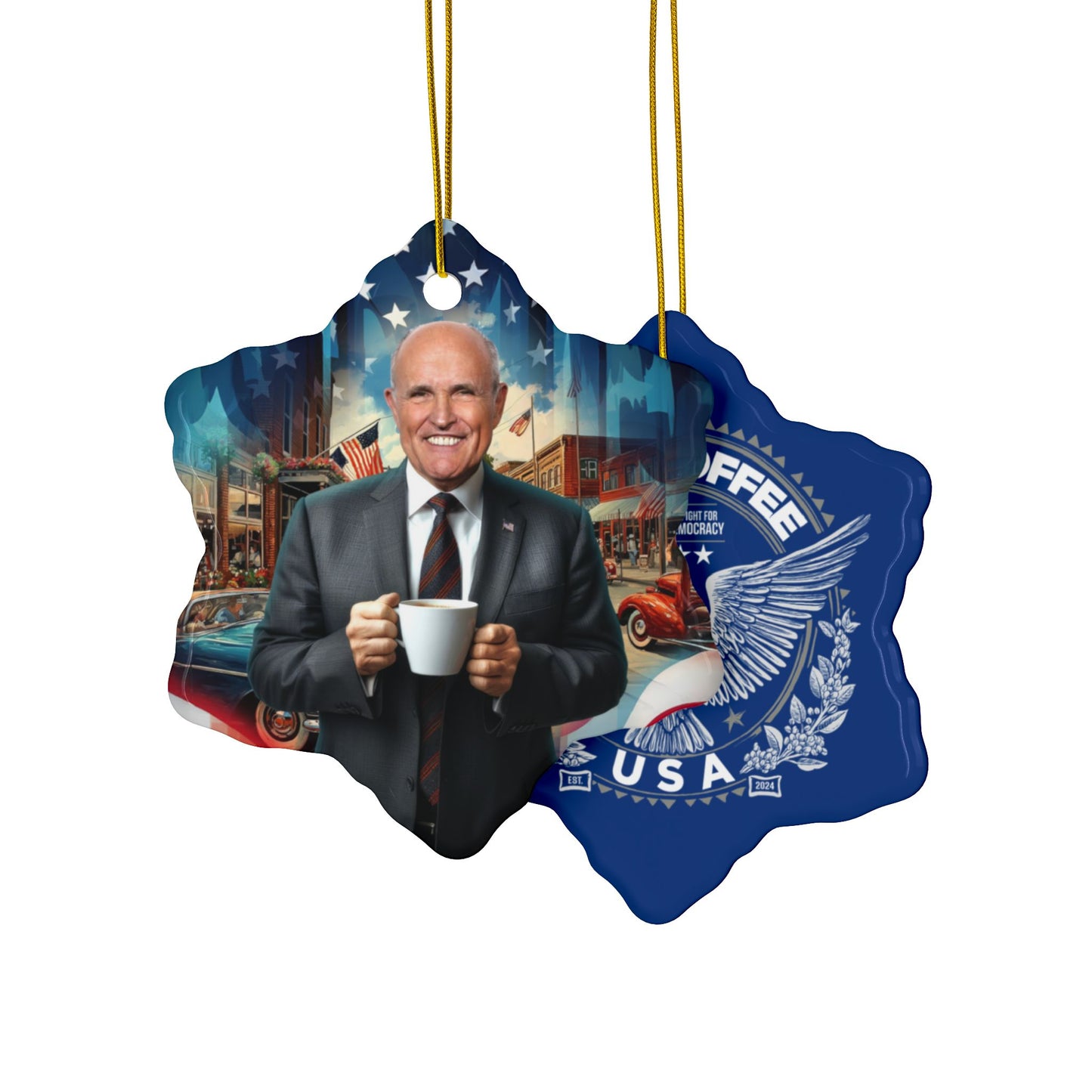 Rudy Coffee - Decorative Ceramic Ornaments, Double-Sided (1pc, 3pcs, 5pcs, 10pcs)