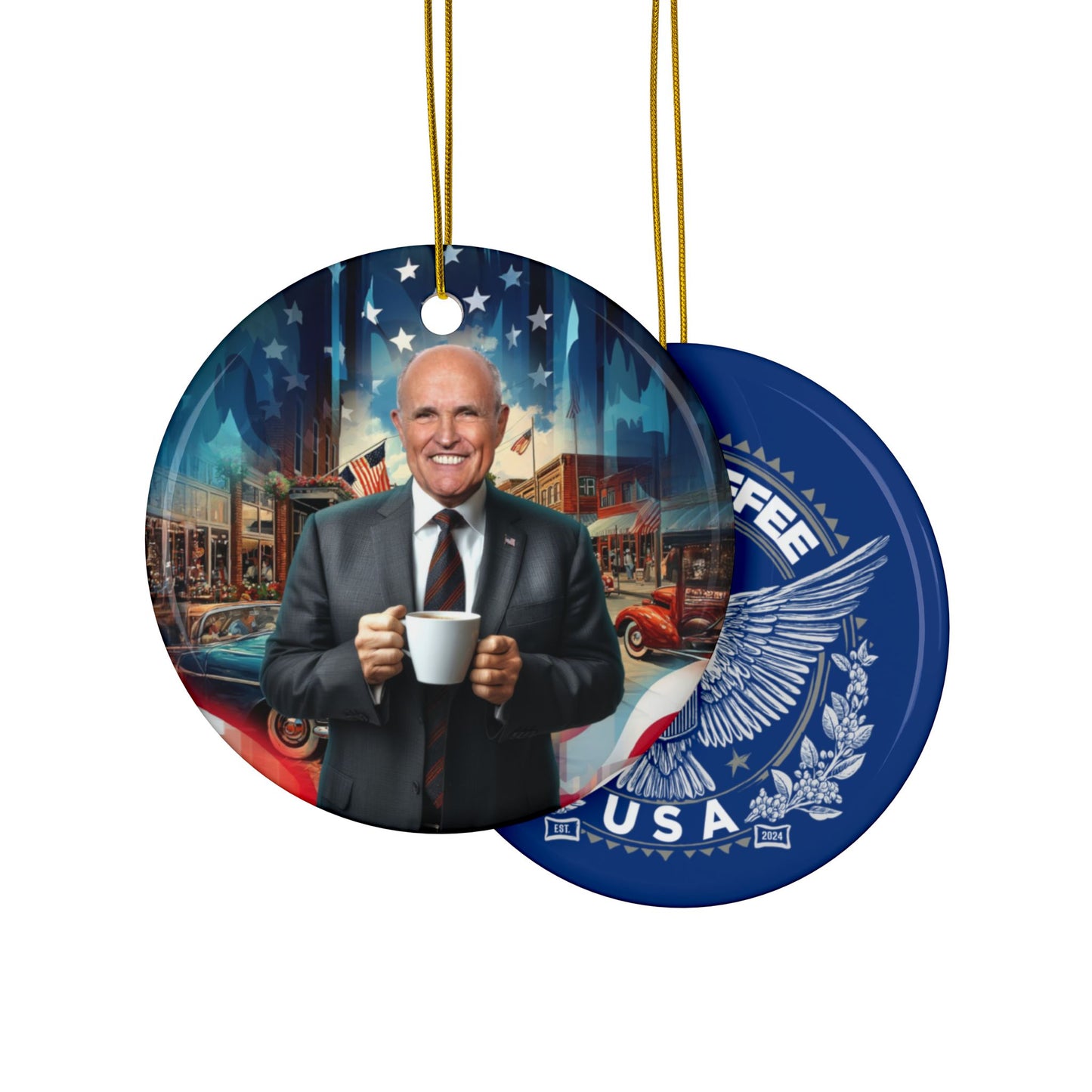 Rudy Coffee - Decorative Ceramic Ornaments, Double-Sided (1pc, 3pcs, 5pcs, 10pcs)