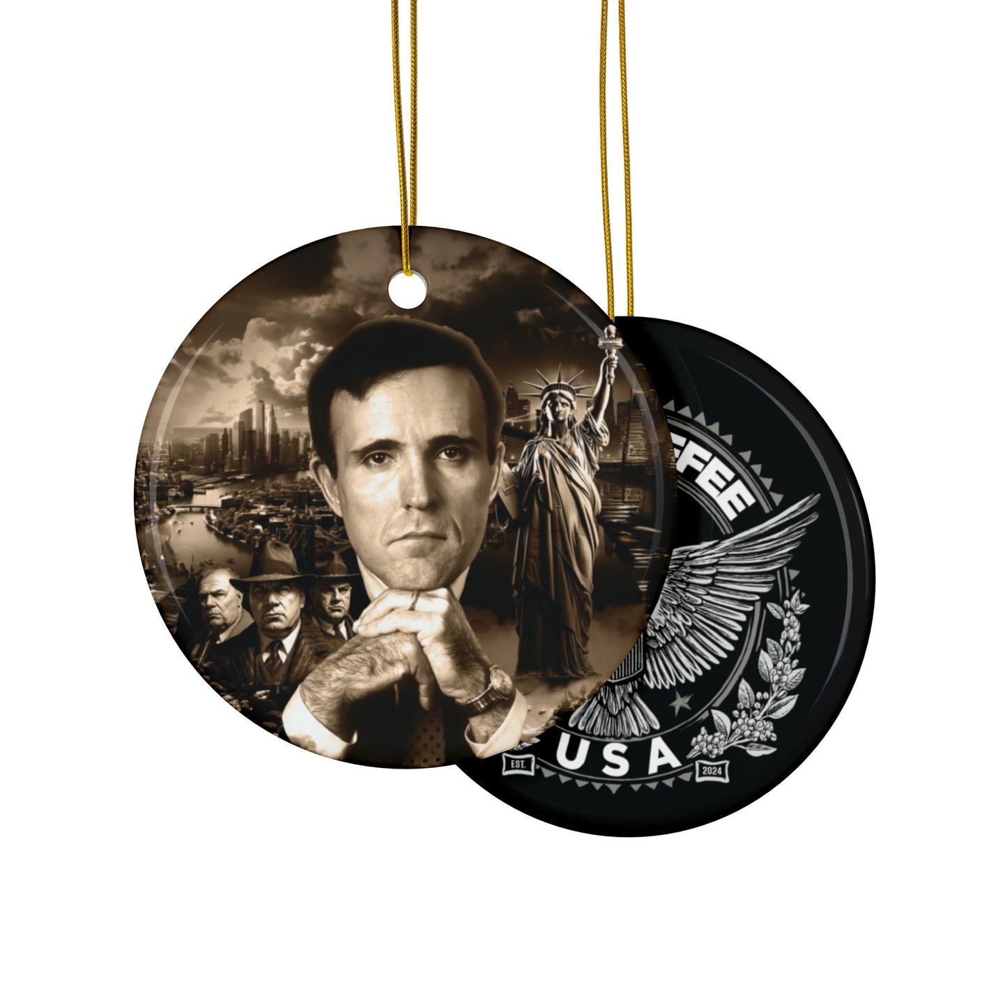 Rudy Coffee - Decorative Ceramic Ornaments, Double-Sided (1pc, 3pcs, 5pcs, 10pcs)