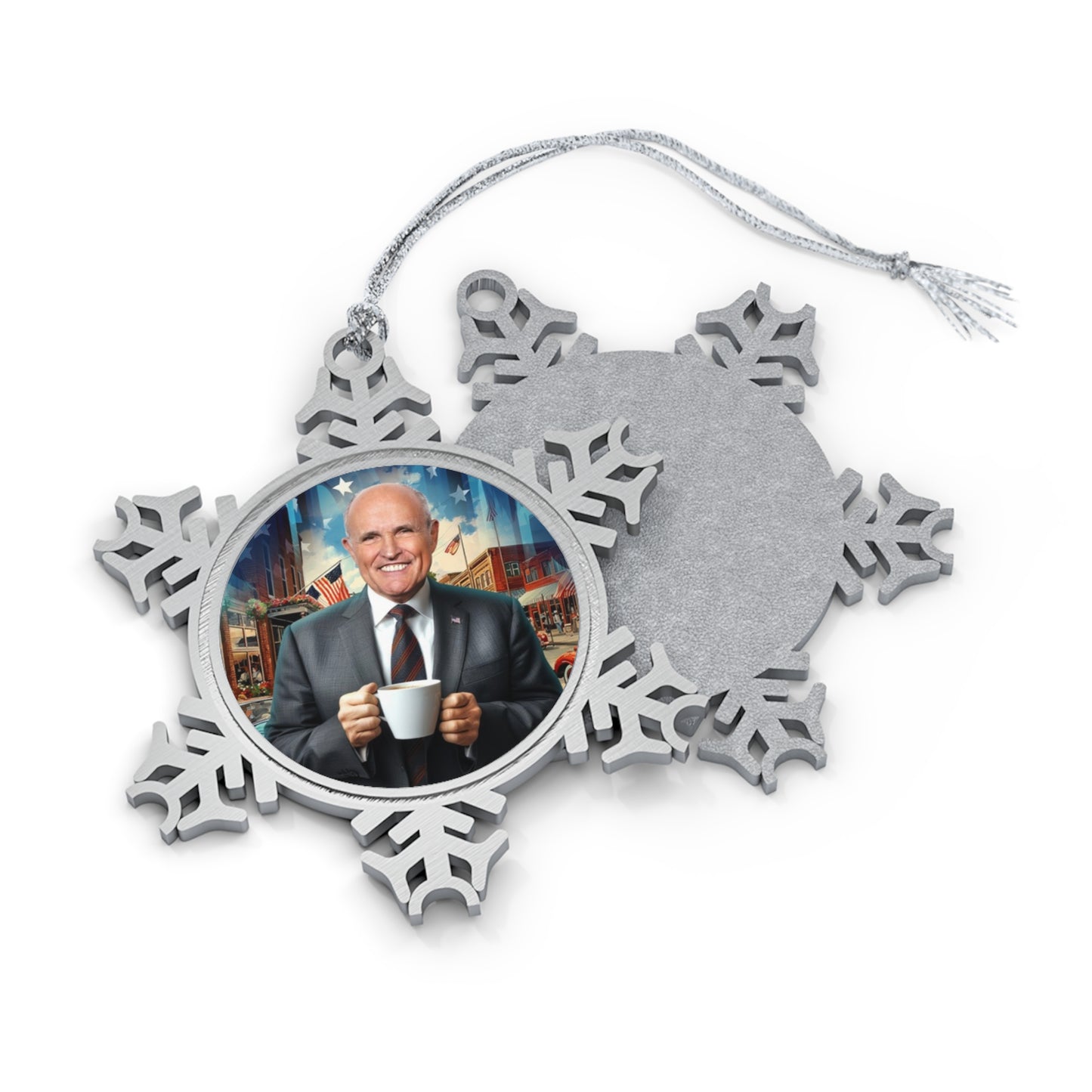 Rudy Coffee - America's Mayor - Pewter Snowflake Ornament
